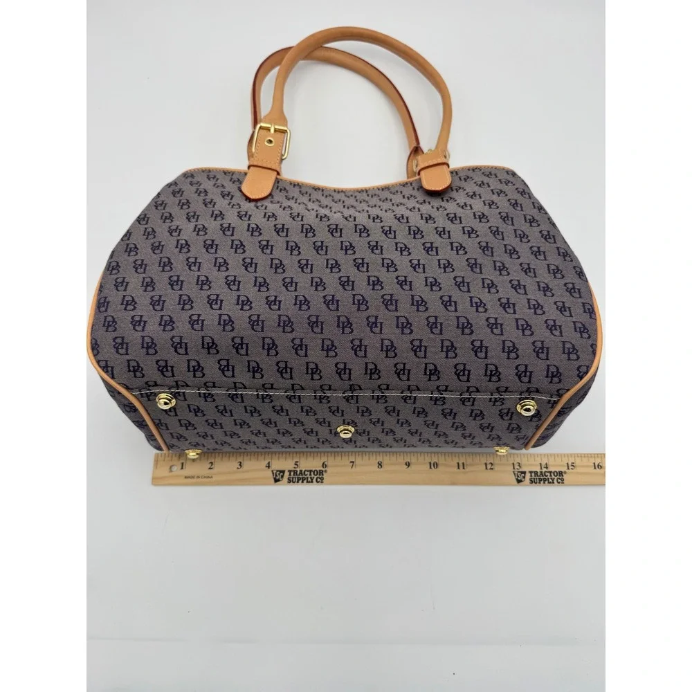 Dooney & Bourke Satchel‎ Bag Women Medium Navy Monogram Leather Trim 4 Piece Set